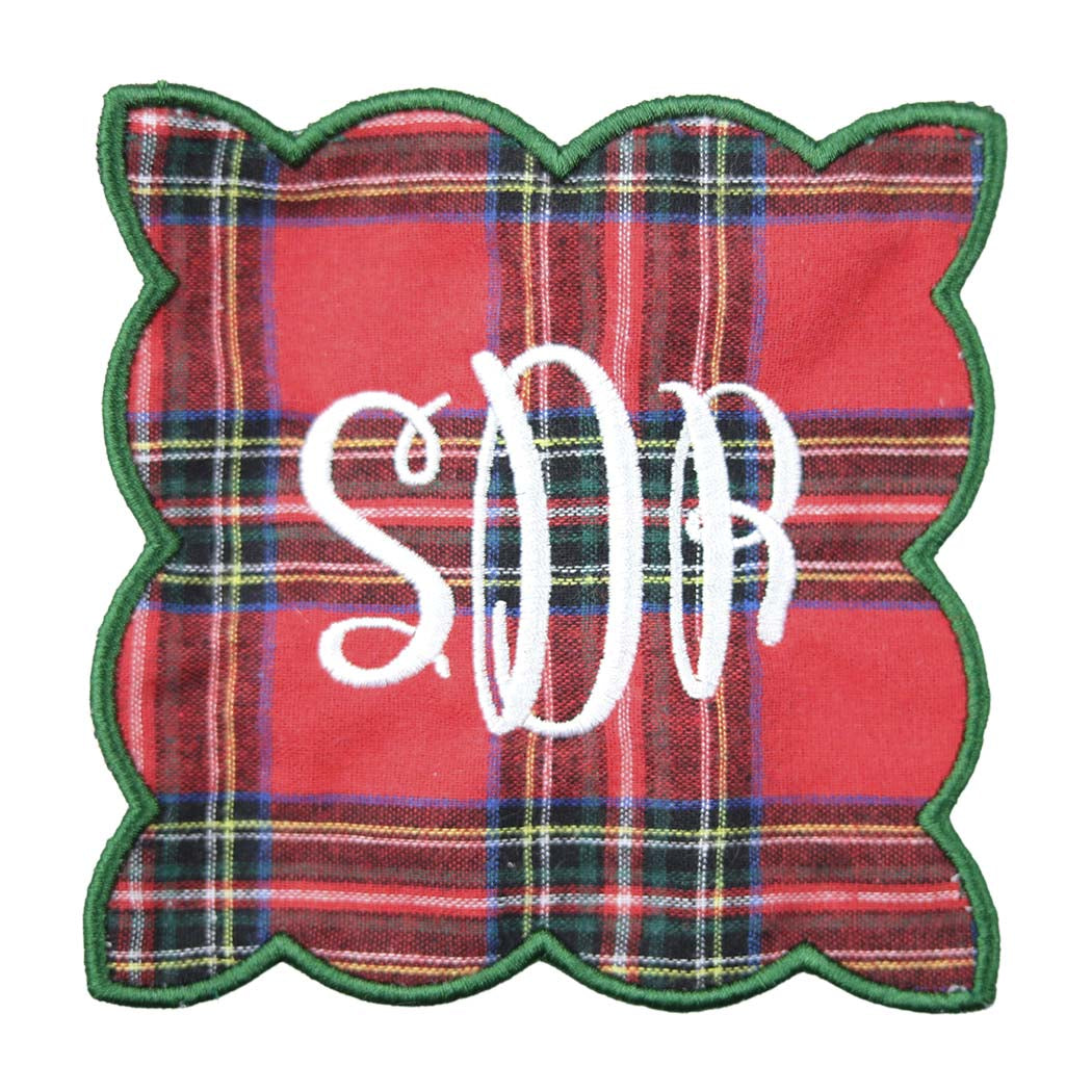 Red Tartan Monogram Cocktail Napkin