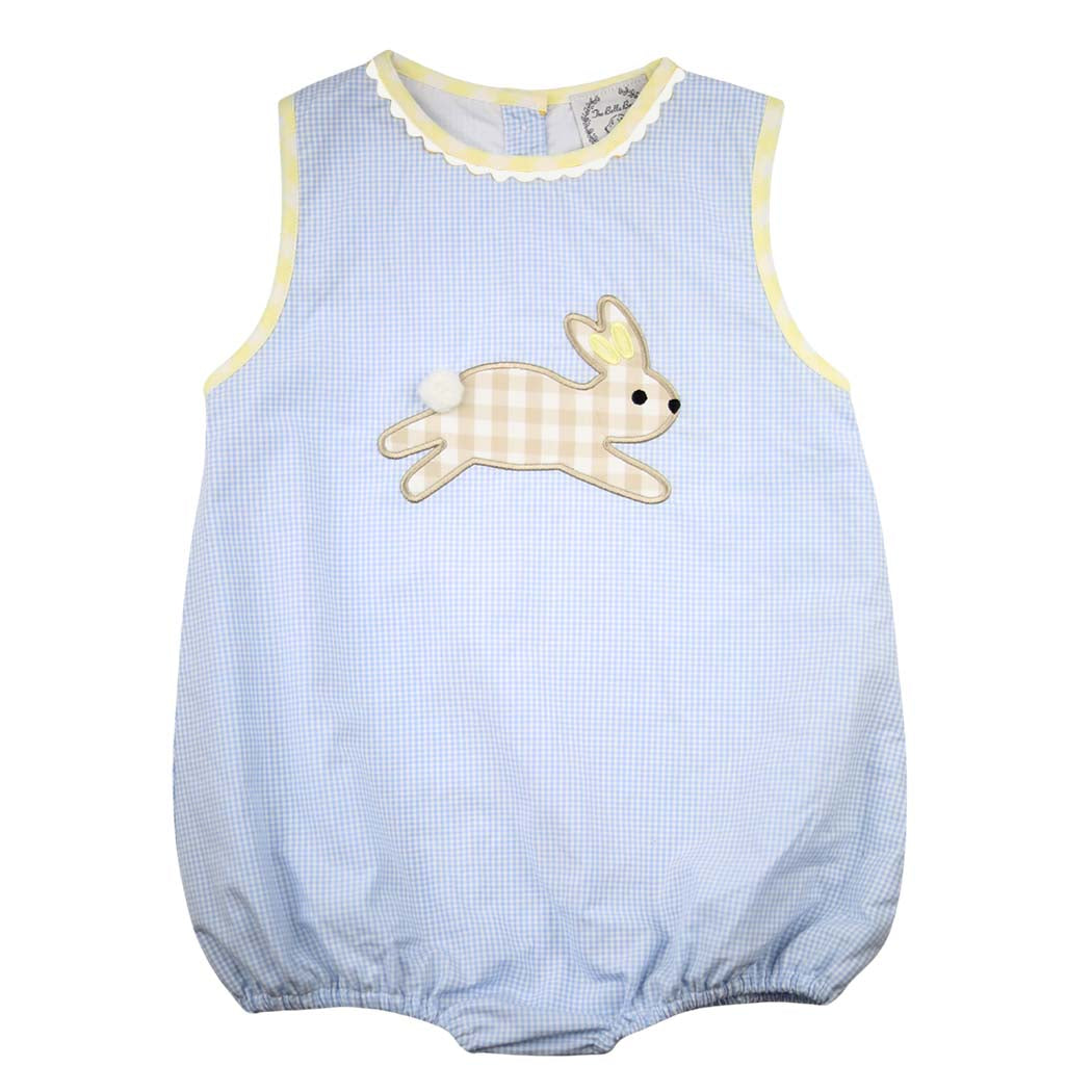 Blue Gingham Boys Easter Bunny Bubble