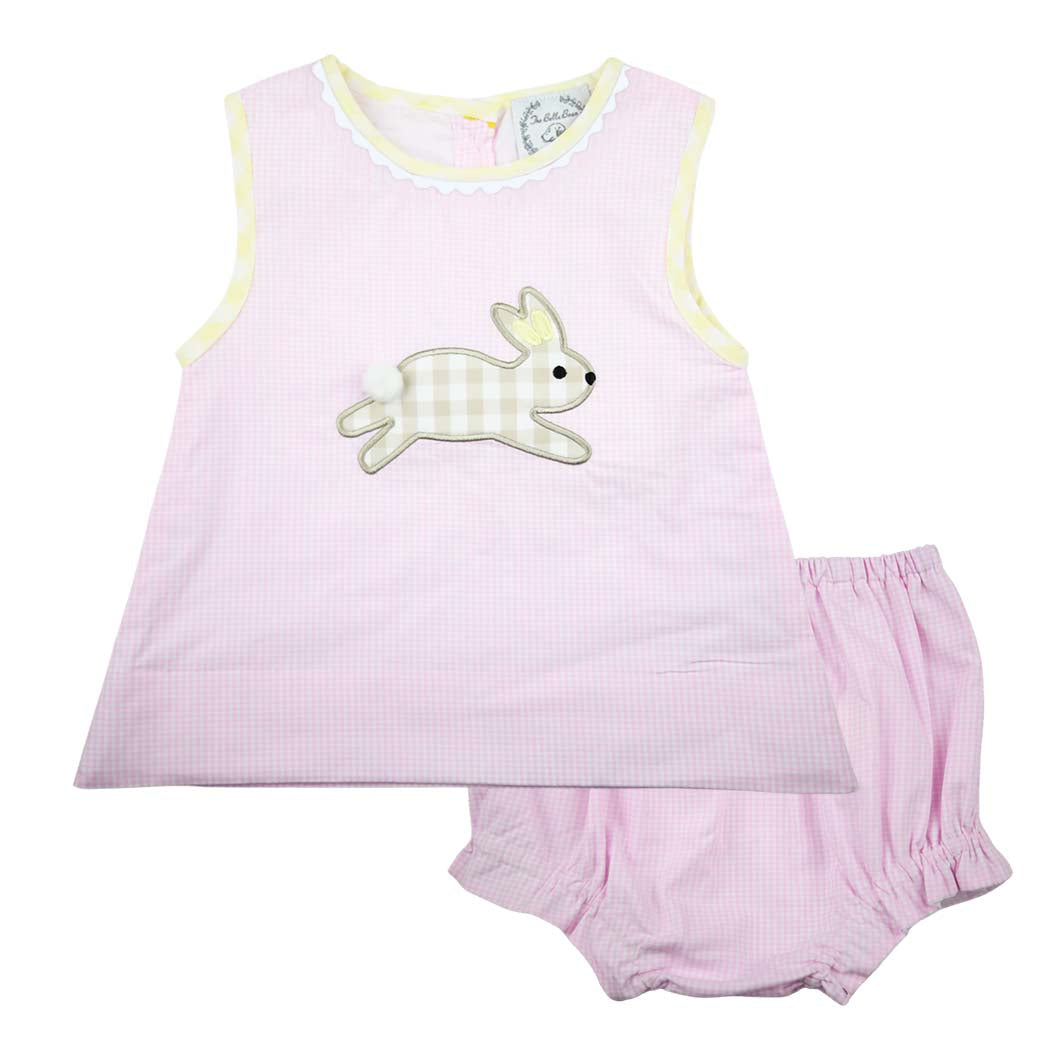 Pink Gingham Girls Easter Bunny Swing Set