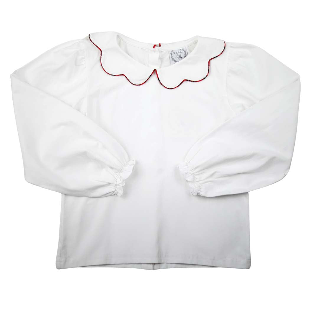 Girls Peter Pan White  Scalloped Collar Knit Shirt