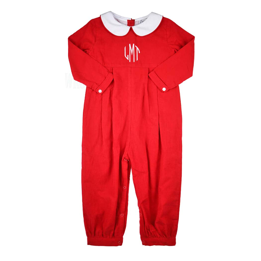 Red Corduroy Unisex Romper