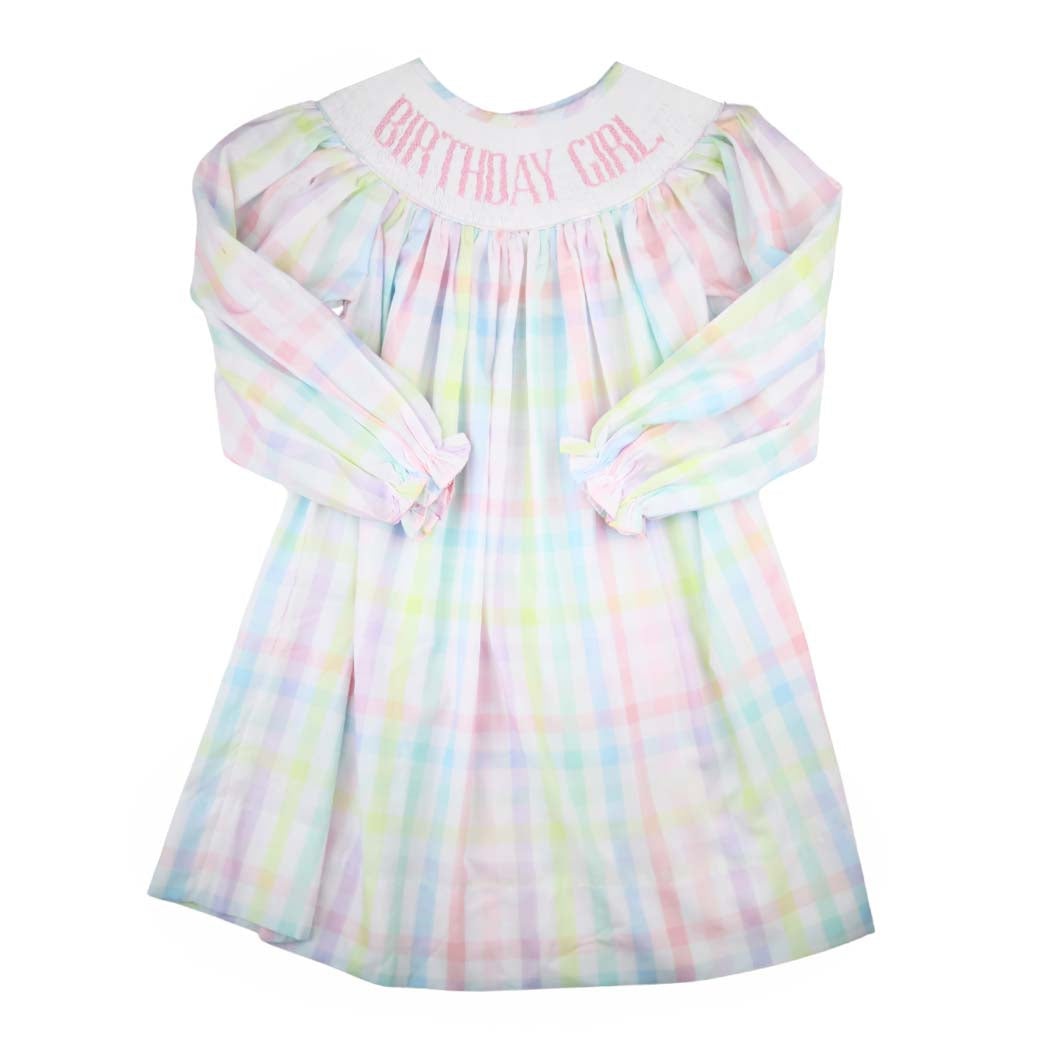 Birthday Girl Rainbow Plaid Dress