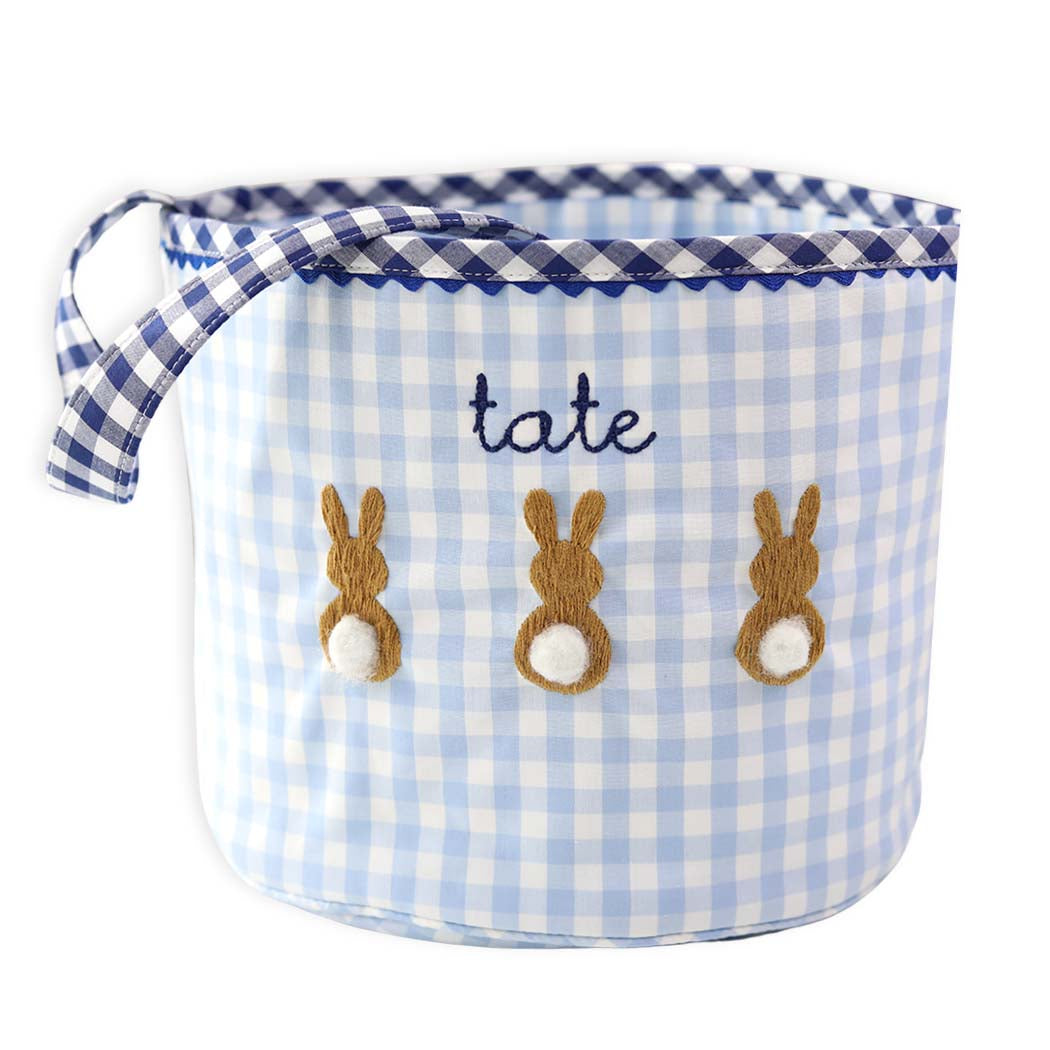 Blue Personalized Bunny Easter Bucket