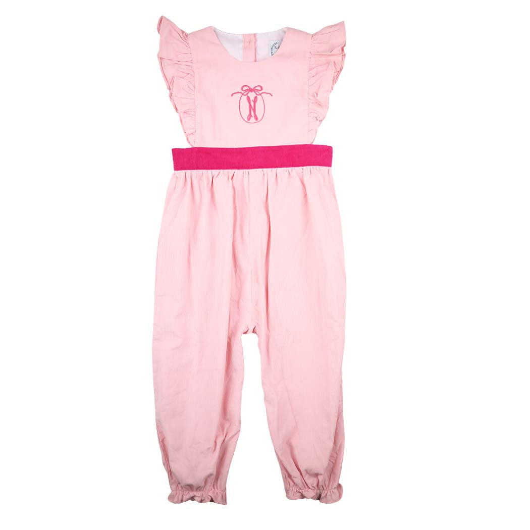 Pink Corduroy Ruffled Romper