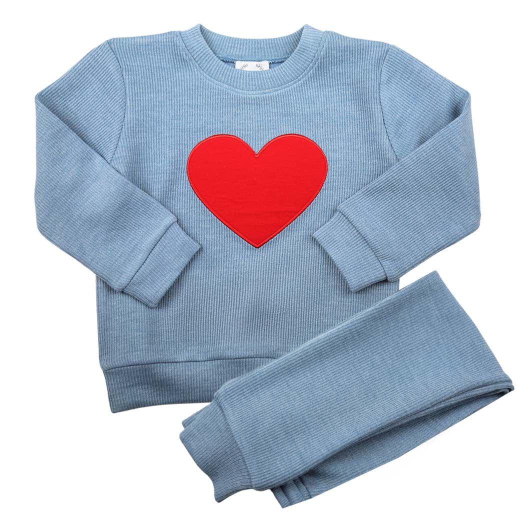 Valentine's Day Blue Heart Sweat Set