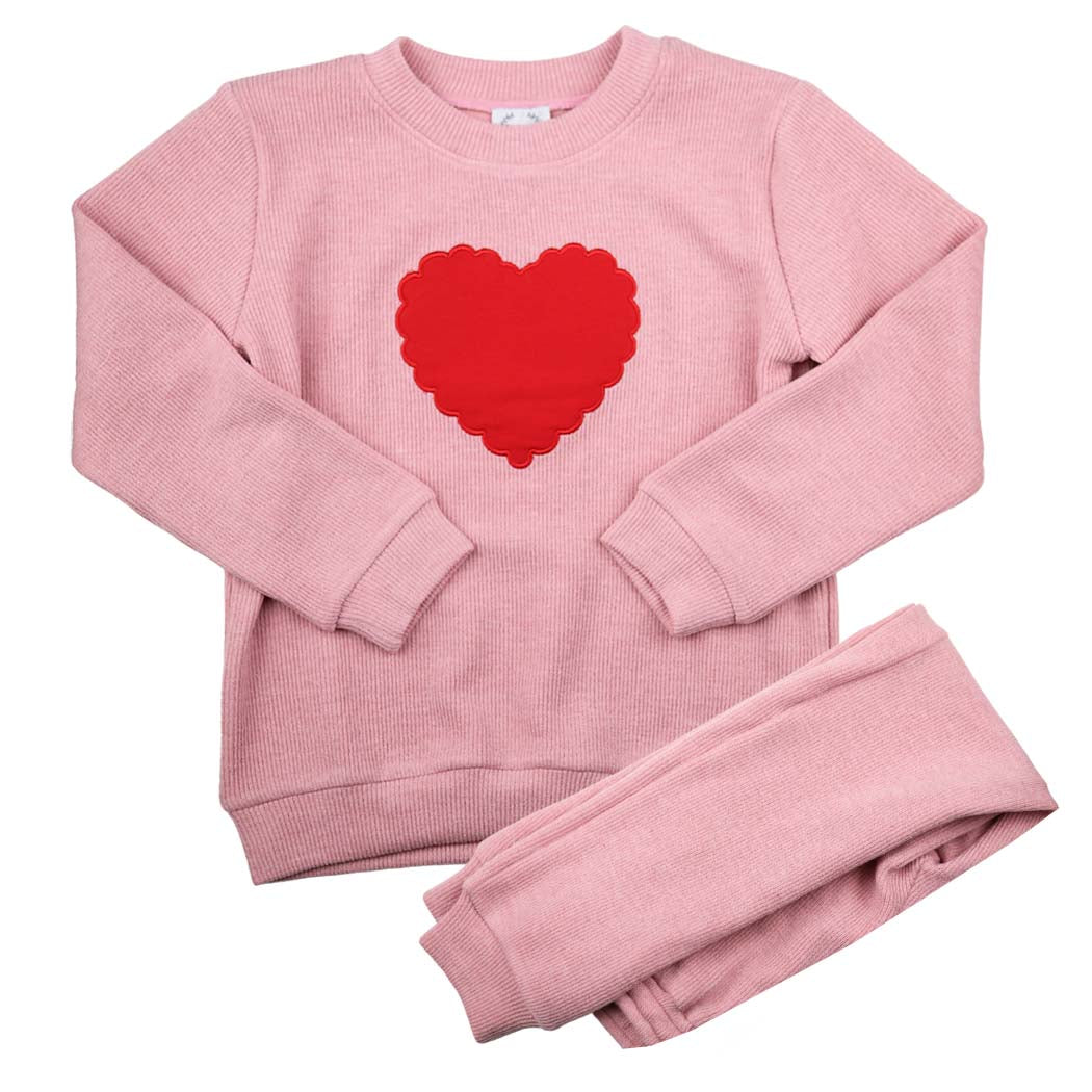 Valentine's Day Pink Heart Sweat Set