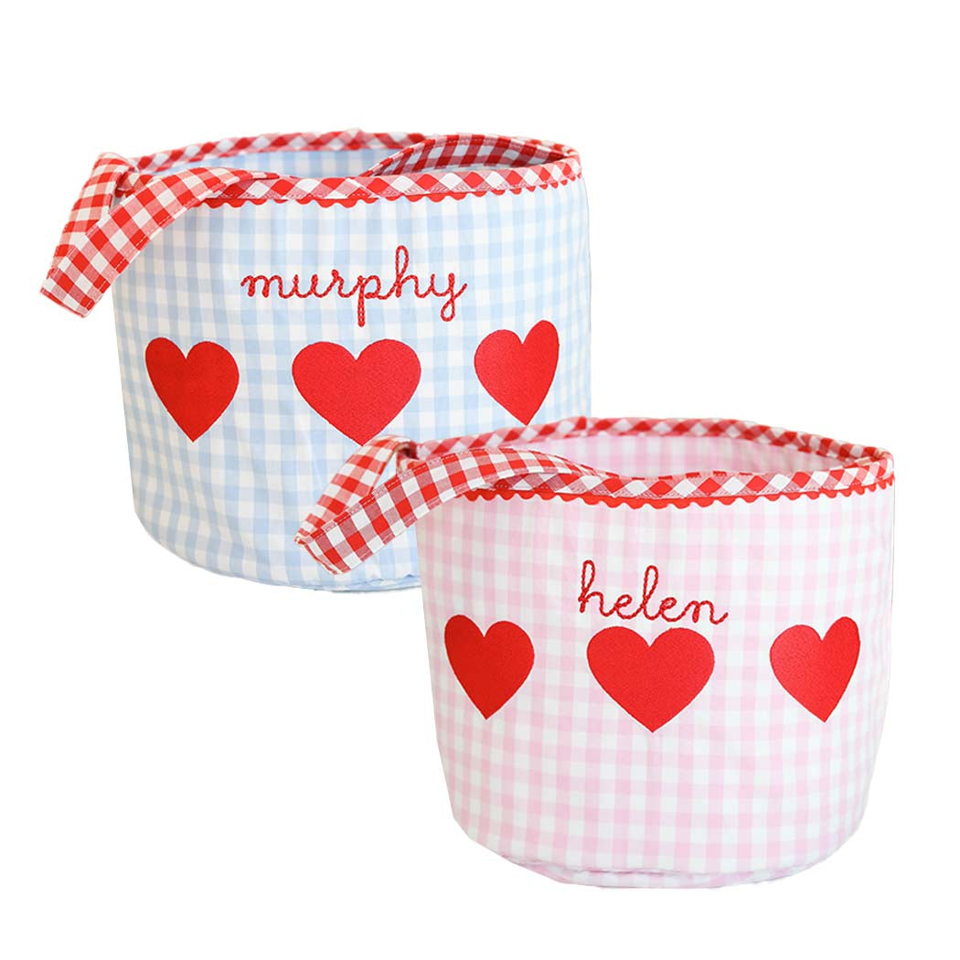 Valentine's Day Gingham Heart Bucket