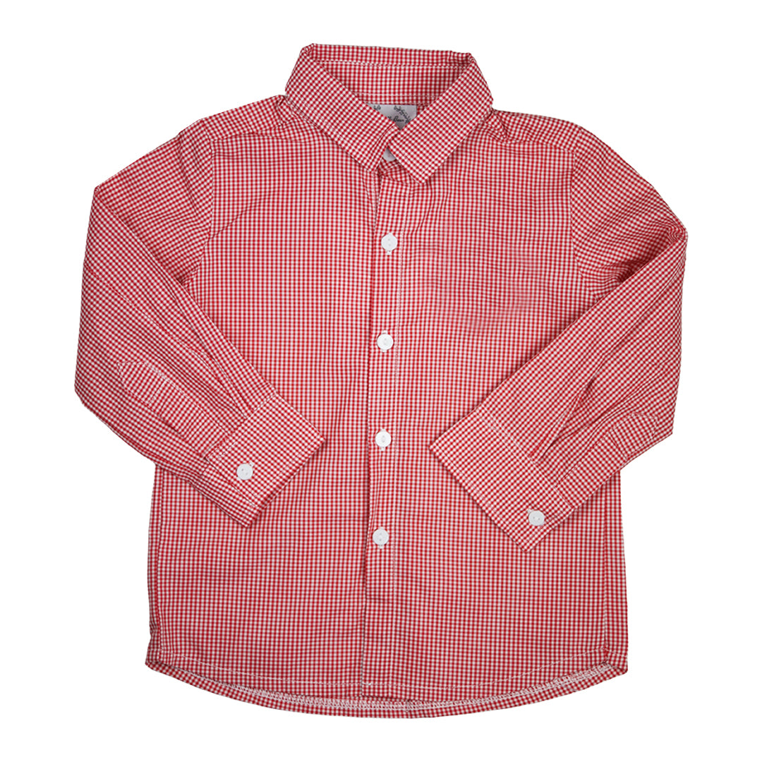 Boys red cheap gingham shirt